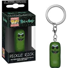 the pickle rick pocket keychain is green