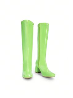 Add a touch of sophistication to any outfit with our Stylish Solid Color Square Toe Chunky Knee-High Boots for Women. With their square toe design and chunky heel, these boots provide both style and comfort. Elevate your wardrobe with these trendy knee-high boots. Closure Type : Side zipper Size Fit : True To Size Color : Green Pattern Type : Plain Toe : Square Toe Heel Height : High Heel Heels : Chunky Boots Height Type : Over The Knee Boots Style : Fashionable Upper Material : PU Leather Linin Trendy Knee-high Boots With Stacked Heel, Trendy Wide Calf Platform Boots With Block Heel, Trendy Mid-calf Boots With Block Heel, Trendy Knee-high Boots With Block Heel, Trendy Knee-high Boots Medium Width, Green Knee-high Heeled Boots For Spring, Green Block Heel Boots For Fall, Spring Knee-high Boots With Square Toe, Spring Knee-high Square Toe Boots