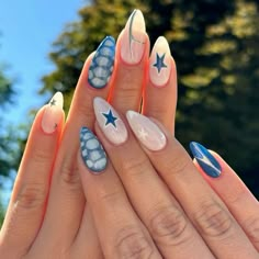 nails, nail design, nail idea, nail inspo 2024, summer nails, nail art, nail color, colourful, it girl, lifestyle, inspiration, motivation, girls, stars Cool Girl Nail Designs, Nail Inspo Trendy 2024 Summer Simple, Utah Nails, Cool Girl Nails, Summer Nails Nail Art, Bow Nail Designs, Girls Nail Designs, It Girl Lifestyle, Sea Nails