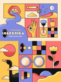 an advertisement for electrica with colorful images