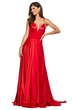 Tarik Ediz - 96019 Vestido de tul bordado con hombros en forma de A - Caramelo de alta costura Sherry Hill, Red Satin Dress, Vibrant Dress, Dress Couture, Sherri Hill Prom, Sherri Hill Prom Dresses, Satin Dress Long, Prom Dress Stores, Prom Designs