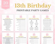 the printable birthday party games for girls