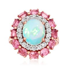 Opal and 1.80 ct. t.w. Emerald Marquise Ring with .17 ct. t.w. Diamonds in Sterling Silver | Ross-Simons Multi Gem Ring, Sky Blue Topaz Ring, White Topaz Earrings, Opal Drop Earrings, Opal Birthstone, Ethiopian Opal Ring, Opal Pendant Necklace, London Blue Topaz Ring, Topaz Color