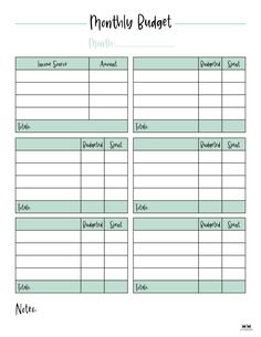 a printable budget sheet with the words, month - by - month written on it