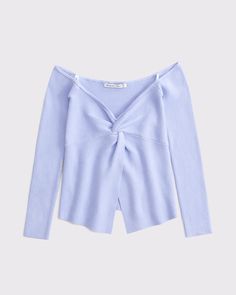 Women's Off-The-Shoulder Twist Sweater Top | Women's Tops | Abercrombie.com Periwinkle Sweater, Stitching Details, Soft Sweater, Outfit Goals, Winter Clothes, Softest Sweater, Women's Tops, Front Open, Abercrombie Fitch