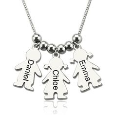 Each Kids Charms Necklace can be ordered with multiple personalized boy/girl charms according to your choice.Since you can get as many charms as you need, this children charm necklace makes an ideal gift for mothers, grandmothers and children alike! Necklace With Kids Names, Mother Necklace Personalized, Mother Necklace, Leaf Engagement Ring, Mother Jewelry, Charms Necklace, Jewelry Bracelets Silver, Unique Diamond Rings, Rose Gold Diamond Ring