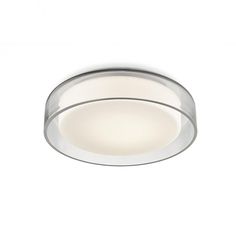 a white ceiling light with a circular glass shade on the bottom and an oval metal frame around it