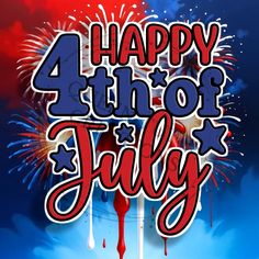 a fourth of july greeting card with fireworks in the sky and red white and blue colors