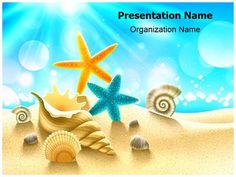 starfish and seashells on the beach powerpoint template