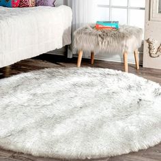 These faux sheepskin area rug is a perfect home decoration addition, and our area rug has a variety of colors and sizes to ensure that you can find your most suitable size and favorite style. Size: 8' x 8' Round.  Color: Gray. Shag Rug Living Room, Rug Fuzzy, Luxury Room Decor, White Faux Fur Rug, Fuzzy Rug, Faux Sheepskin Rug, Faux Fur Rug, Fur Rug, Fluffy Rug