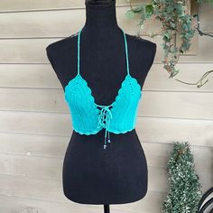 Beautiful Handmade Crochet Bikini Top , One Size Fits For Small-Medium-Large %100 Cotton Top Can Be Worn In Water And Is Hand Washable. This Top Has A Tie On The Neck And Mid Front , Which Adjusts To Any Body Type This Handmade Crochet Top Is Perfect To Use As A Bikini Top, Or As A Bralette. It's 100% Handmade, Ready To Ship ! Also Can Amake Custom Order, Different Size Or Color ,Which Allows You To Choose The Perfect Size And Color. S33 Fitted Blue Swimwear For Beach Cover-up, Bohemian Blue Halter Neck Swimwear, Blue Beachwear Halter Top For Beach Party, Blue Beachy Halter Top For Beach Party, Blue Triangle Crop Top For Summer, Blue Summer Halter Top For The Beach, Blue Beachy Halter Top For Beach, Stretch Triangle Crop Top For Beach Season, Fitted Beachwear Crop Top For Beach Party