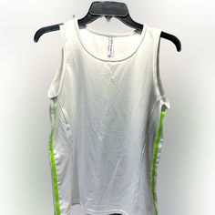 Nwt Tank White With Neon Green Accents. Size Medium. Long Tube Top, Halloween Corset, Cross Front Top, Blue Corset, Corset Style Tops, Active Tank Tops, Cuddl Duds, Grey Tank Top, Harley Davidson Women