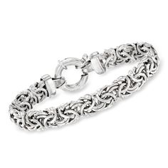 Ross-Simons - Sterling Silver Medium Byzantine Bracelet. 8". This medium Byzantine bracelet shines with handcrafted links of polished sterling silver in a textural pattern. Springring clasp, sterling silver Byzantine bracelet. Jewelry Bracelets, Fine Jewelry, Sterling Silver, Silver, Pattern