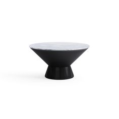 a black and white table with a marble top