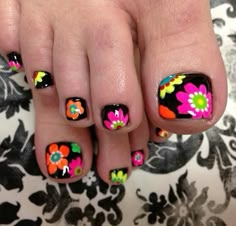 Flower Toe Nails, Cnd Nail Polish, Mexican Nails, Gel Toe Nails, Fingernail Designs, La Nails