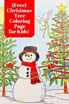 This Christmas Tree Coloring Page (Free Printable!) is a Christmas present from Welcome To Nana's! Simply download, print, and enjoy this hand drawn coloring page for kids! It's a fun and easy art idea, a great activity for the whole family to enjoy during the holidays. Snowman Coloring Page, Snowman Coloring, Snowman Coloring Pages