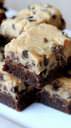 chocolate chip cookie brownies on a white plate