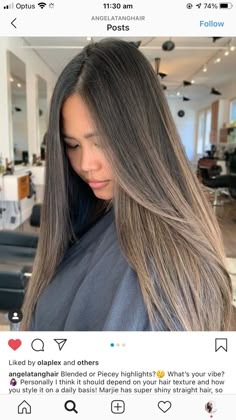 Asian With Highlights, Air Touch Hair Brown, Straight Highlights, Hair Stail, Highlights For Dark Brown Hair, Dyed Blonde Hair, Hair Therapy