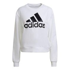 (WMNS) adidas Essentials Logo Loose Sweatshirt 'White' HD1783 Essentials Logo, Sweatshirt White, Fashion Performance, Stylish Sneakers, White Sweatshirt, Perfect Pair, Your Perfect, Adidas, ? Logo