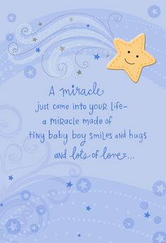 a blue greeting card with a smiling star on it's side and the words, a