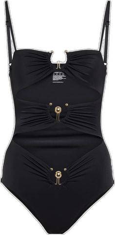 Cutout Swimsuit, Metal Embellishments, Medium Cut, Christopher Esber, Cut Out Swimsuits, Black Swimsuit, Embellishments, Fabric, Black