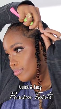 Passion Twist With Crochet Hair, How To Do Passion Twists Braids With Rubber Band, Jumbo Passion Twists Tutorial, Disco Hair Black Women, Pre Twisted Passion Twist Crochet Hair, Crochet Twists For Black Women, Passion Twist Shaved Sides, Pretwisted Passion Twists Crochet, Short Crochet Passion Twist