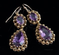 Antiques Atlas - Antique Georgian 15ct Gold Amethyst Drop Earrings Elizabeth Queen Of England, Italian Minimalism, Glassware Decor, Regency Jewelry, Character Accessories, Elizabeth Queen, Marcasite Earrings, Georgian Jewelry, Georgian Era