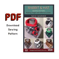 an image of a sewing pattern for a shirt and scarf with the words rabbit & hat on it