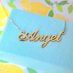 🍋 Order any one name for your Solid 14K gold Angel Style Nameplate necklace!A wonderful personalized custom made gift for any occasion; Birthday, Graduation, or any Holiday! * Both the nameplate and chain are all Solid 14k gold. * Stamped 14k for authenticity. * 11.0mm tall first capital letter. * This listing is for one (1) name with one (1) capital letter. Maximum 8 letters.  * The nameplate you will receive is 0.8 mm DOUBLE quality name gage (thickness-see photo) * I always strongly recommen Silver 14k Gold Name Necklace For Anniversary, Customizable 14k Gold Necklaces For Anniversary Gift, Customized Yellow Gold Necklace For Anniversary, 14k Gold Name Necklace For Anniversary, Customizable 14k Gold Name Necklace For Anniversary, Customizable Yellow Gold Name Necklace For Anniversary, Personalized Gold Necklace For Anniversary, Personalized Gold Necklace For Anniversary Gift, Customizable Yellow Gold Necklace For Anniversary