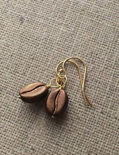 Coffee Aesthetic Clothes, Handmade Coffee Colored Jewelry For Gifts, Handmade Coffee-colored Jewelry For Gift, Everyday Gold-colored Copper Jewelry, Gold Copper Wire Earrings For Gift, Gold Copper Wire Earrings As Gift, Gift Copper Earrings With Gold Beads, Gold Beaded Copper Jewelry Gift, Dainty Clay Earrings