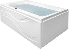 a white bath tub sitting on top of a white floor