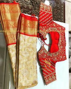 Embroidery Blouse Designs Bridal, Kanjeevaram Lehenga, Heavy Blouses, Blouse Designs Bridal, Red Blouse Design, Dupatta Bridal, Magam Work Designs, Mirror Work Blouse Design