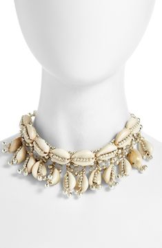 Child of Wild Lakshmi Shell Choker available at #Nordstrom Cowrie Shell Hair Accessories, Beach Outfit Accessories, Ancient Roman Jewelry British Museum, Cowry Shell Jewelry, Cowrie Shell Jewelry Diy, Cowrie Shell Dress, Shell Necklace Aesthetic, Shell Clothes