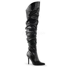 Pleaser CLASSIQUE-3011 Black Faux Leather Thigh High Boots Glitter Romper, Ringmaster Costume, High Thigh Boots, Alternative Shoes, Pleaser Heels, High Heel Stiefel, Pointed Boots, Leather Thigh High Boots, Black Patent Heels