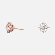 1.5 ctw (1/4 cts ea)/18k Rose Gold Carbon Capture, Round Diamond Setting, Basket Setting, Diamond Stud Earrings, Diamond Stud, Diamond Earrings Studs, Diamond Studs, 18k Rose Gold, Prong Setting