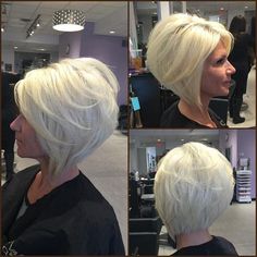 Blonde Angled Bob, Hair Layered, Hairstyles Bob, Stacked Bob Hairstyles, Choppy Haircuts