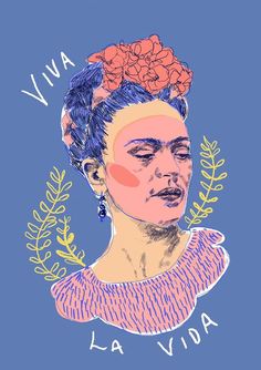 a drawing of a woman with flowers in her hair and the words viva la voa