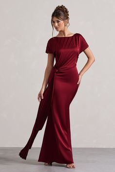 Rich Wedding Dress, Dress With Drape, Rich Wedding, Midi Bridesmaid Dress, Fishtail Maxi Dress, Understated Glamour, London Red, Club L London, Black Dress Prom