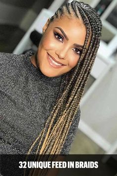 Feed In Braids with Blonde Tips Latest Braid Styles, Feed In Braids, Short Box Braids, Feed In Braids Hairstyles