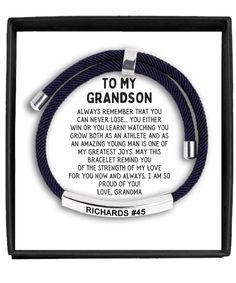 a bracelet with the words to my grandson on it