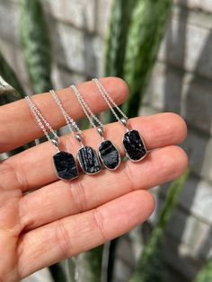 "Choose your black tourmaline necklace from the drop down menu, each necklace is labeled with a letter on the second photo. Each pendant is set in sterling silver and hung on an 18\" silver  chain. Ready to ship" Black Tourmaline Necklace, Herkimer Diamond Ring, Moldavite Jewelry, Tourmaline Pendant, Tourmaline Necklace, Black Tourmaline, A Letter, Amethyst Ring, Gemstone Bracelet