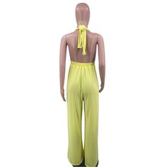 Sexy Solid Color Sleeveless Backless Jumpsuit Halter Neck Jumpsuit For Vacation, Sleeveless Summer Bodysuit For Night Out, Vacation Halter Neck Jumpsuits And Rompers In Solid Color, Casual Halter Neck Bodysuit For Party, Backless Summer Bodysuit For Night Out, Spring Strapless Halter Neck Jumpsuit, Summer Stretch Solid Jumpsuits And Rompers, High Waist Stretch Jumpsuits And Rompers For Beach, Sleeveless Bodysuit For Night Out At The Beach