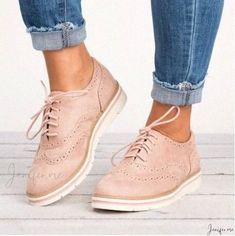 Casual Flat Shoes with Thick Sole and Round Toe, Front Strap Detail Women Brogues, Ankle Flats, Oxfords Shoes, Women Platform Shoes, Orthopedic Shoes, Fashion Shoes Sneakers, Ankle Strap Flats, Sport Shoes Women, Brogue Shoes