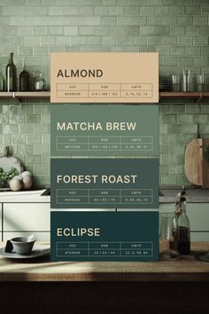 This palette captures the rich and grounding essence of a cozy coffee shop, inspired by natural elements. It combines the soft, creamy beige of "Almond", the muted green of "Matcha Brew", the deep, forest green of "Forest Roast", and the bold, dark green of "Eclipse". These colors evoke a sense of warmth, comfort, and the natural, grounded feeling of a favorite local café.
‎‎
color palette, coffee tones, coffee colors, earthy palette, earthy tones, earthy colors, cafe colors, coffee shop palette, green tones, green colors