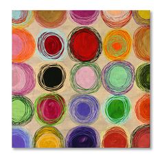 an abstract painting with many different colored circles