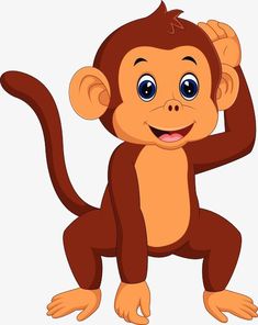 a cartoon monkey sitting on its hind legs and raising his hand up to the side