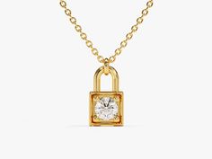 Formal Gold Jewelry With Lock, Elegant Lock Necklace For Anniversary, Elegant Lock Necklace For Gift, Elegant Necklace With Lock Detail As Gift, Elegant Necklace With Lock Detail For Gift, Luxury Yellow Gold Solitaire Necklace, Gold Luxury Solitaire Necklace For Everyday, Classic Gold Lock Jewelry, Classic Gold Jewelry With Lock Detail