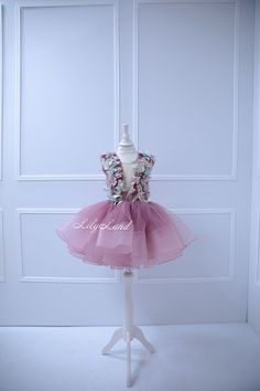 Looking for the perfect dress for your little girl's special occasion? Look no further than this beautiful floral flower girl dress! Crafted with intricate attention to detail, this dress features a stunning tutu skirt and delicate 3D flowers lace, creating a princess-like look that your little girl will adore. The dress is made with high-quality tulle, ensuring it is comfortable and durable enough to be worn for hours on end. This dress is perfect for a variety of occasions, from a birthday par Whimsical Tulle Tutu Dress For Garden Party, Spring Pageant Tutu Dress With Tulle Skirt, Pink Tulle Tutu Dress For Garden Party, Spring Garden Party Princess Dress With Tulle Skirt, Pink Floral Applique Dress For Birthday, Pink Birthday Dresses With Floral Applique, Spring Floral Embellished Princess Dress, Pink Dresses With Floral Applique For Birthday, Whimsical Pink Dress With Floral Applique