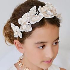 Best Designer Childrens Headbands | Sienna Likes to Party Luxury Hair Accessories Hair Clips Flower, Butterfly Headband, Butterfly Hair Accessories, Luxury Headbands, Embroidered Butterflies, Girls Hair Clips, Flower Girl Accessories, Luxury Hair Accessories, Beads Making