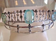 Designer Chistick Custom Victorian style 60 ct  Aquamarine diamond Silver Tiara #Custom #Tiara Royal Accessories, Hair Tiara, Cabin Door, Victorian Jewellery, Tiara Headpieces, Silver Tiara, Beautiful Tiaras, Diamond Tiara, Peridot Pendant